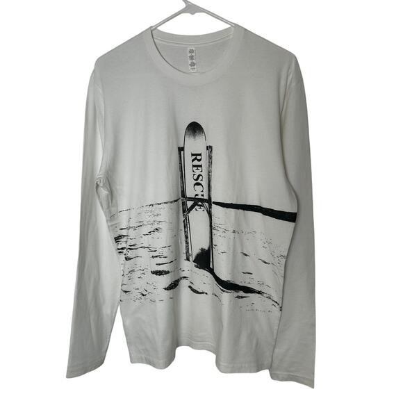 JOHN ANNETTI White Cotton South Beach Surf Recue Long Sleeve Shirt Size Large - Picture 2 of 9